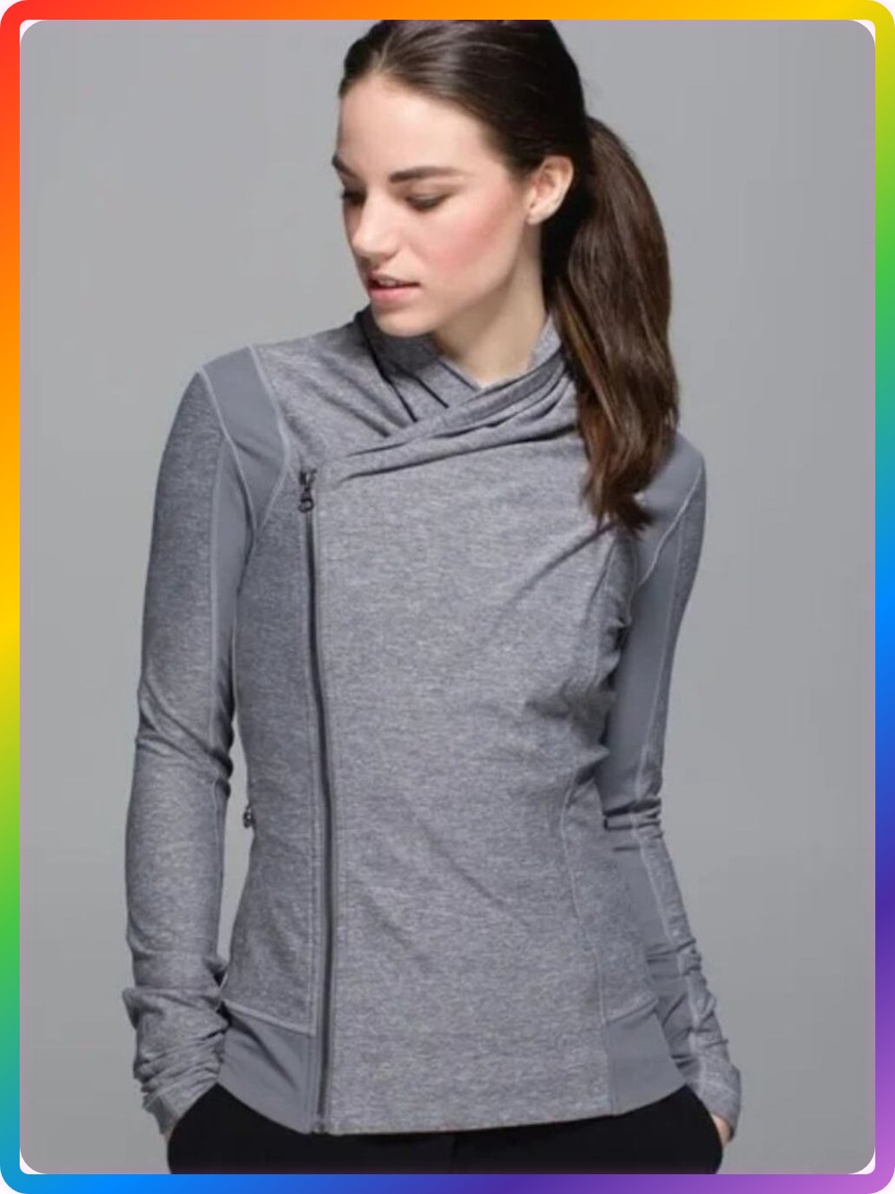 Lululemon Bhakti Yoga Jacket SIZE 4 Gray Full Zip Thumbhole Stretch Layer